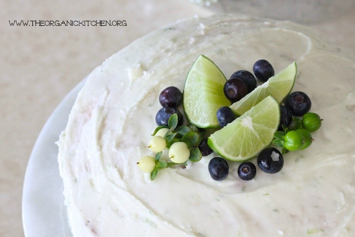 Blueberry Lime Cake with Lime Buttercream Frosting