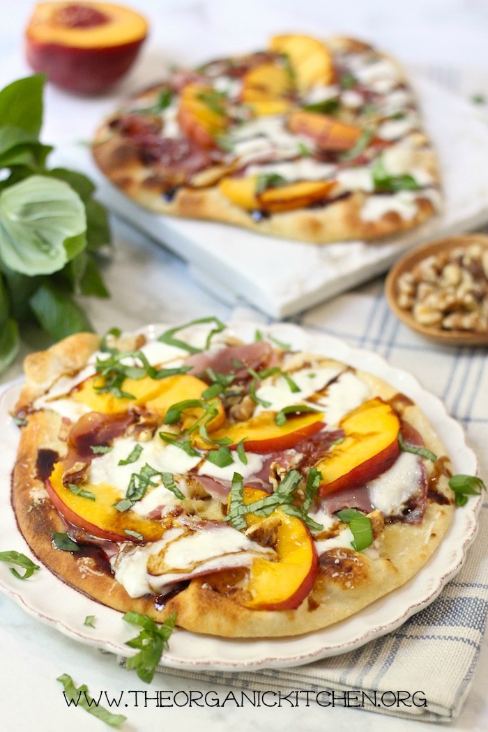 Peach, Prosciutto and Burrata Grilled Naan Pizza!