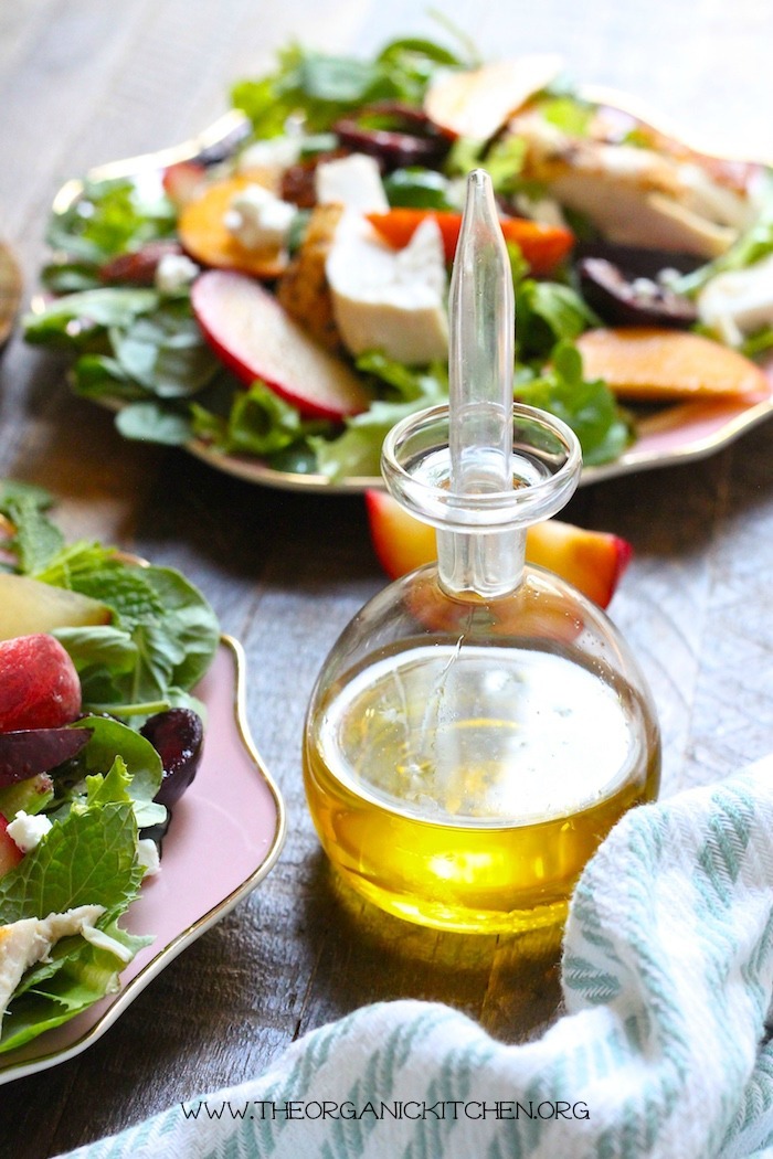 Peach, Plum and Cherry Salad with With White Balsamic Vinaigrette!