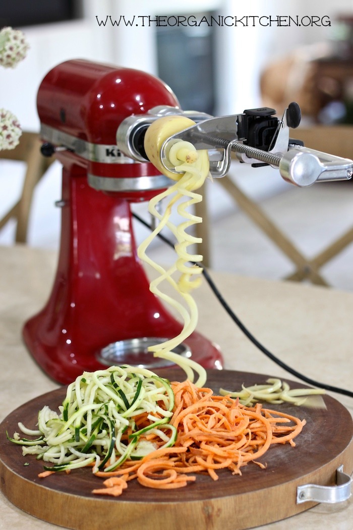 Crispy Spiralized Vegetables with Chipotle Lime Cashew Dipping Sauce! Paleo/Whole 30