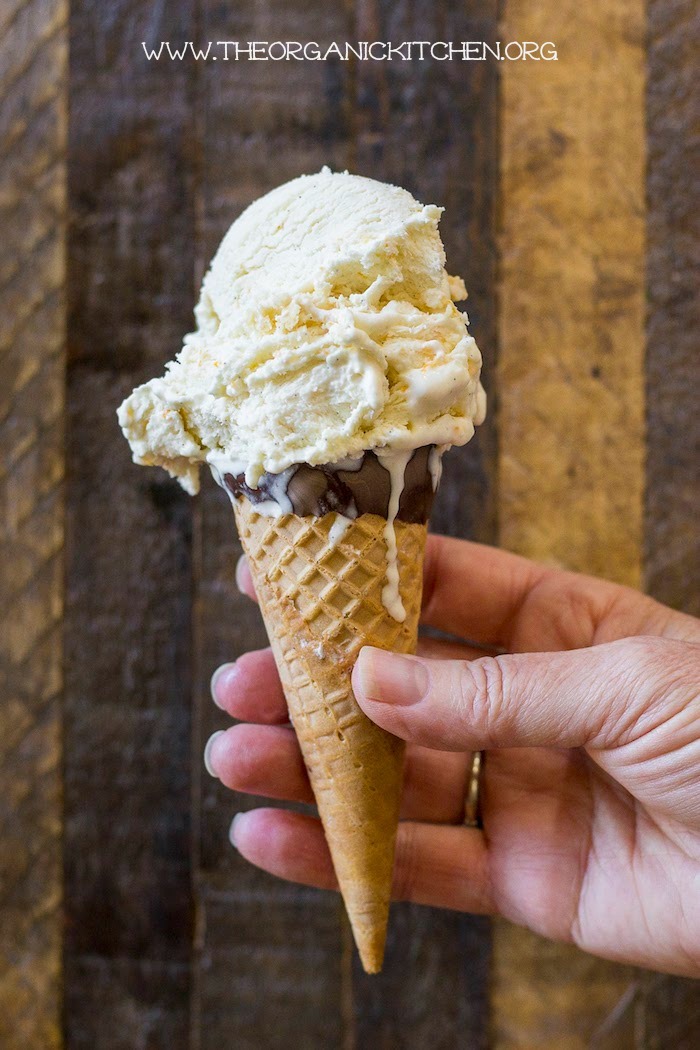 Orange-Shortbread Cookie 'No Churn' Ice Cream! Gluten free