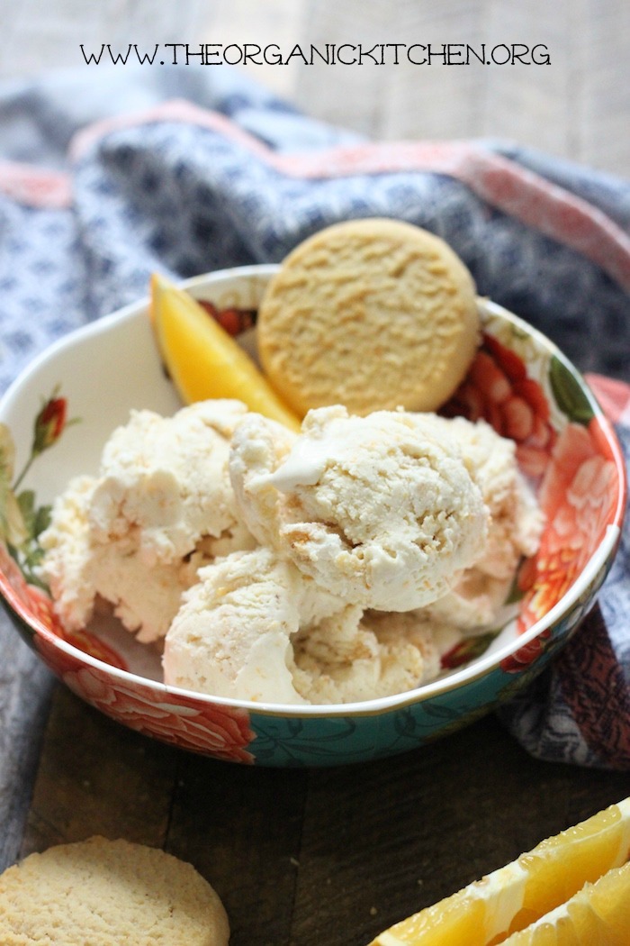 Orange-Shortbread Cookie 'No Churn' Ice Cream! -Gluten free