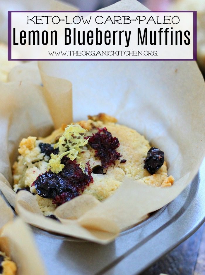 Keto Lemon Blueberry Muffin in a muffin tin
