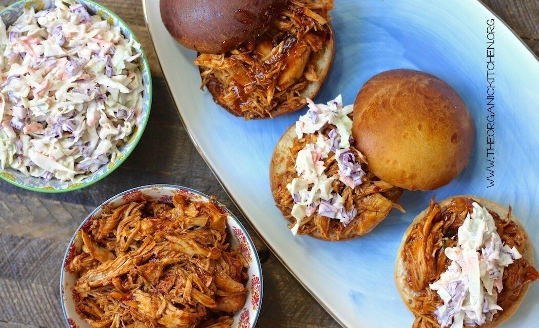 BBQ Pulled Chicken Sandwiches with Creamy Coleslaw!