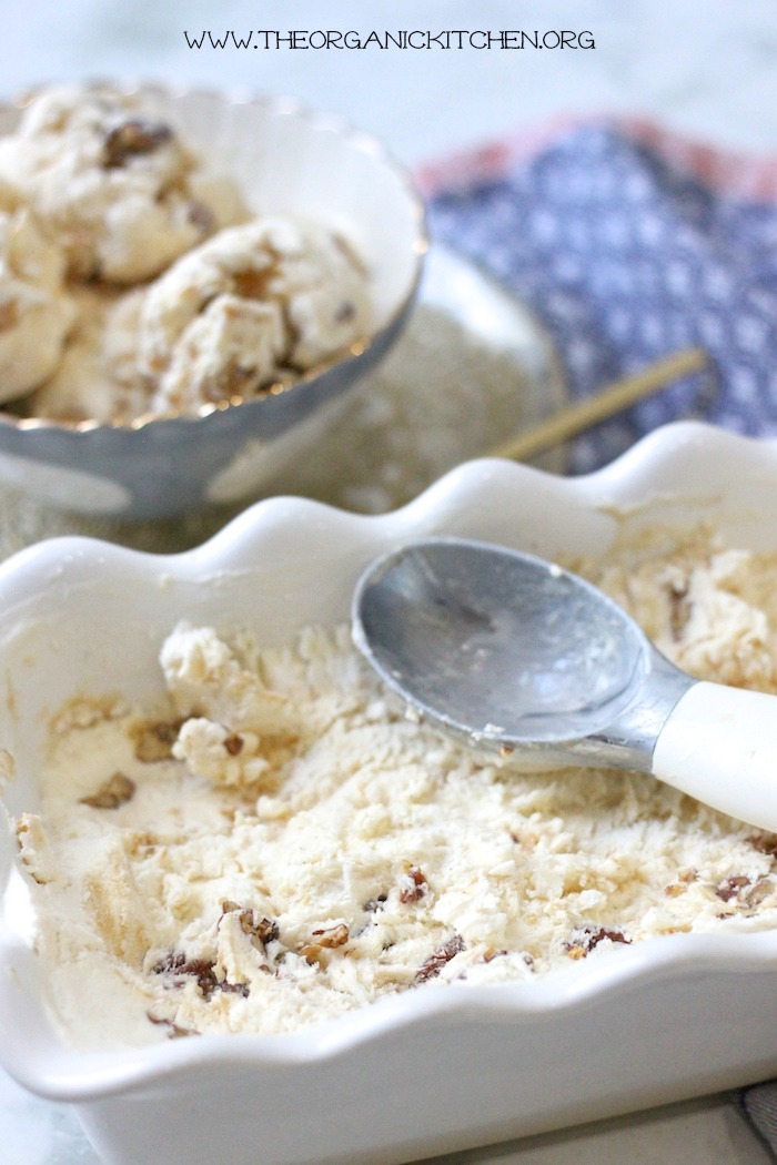 Salted Caramel Ice Cream in white dish