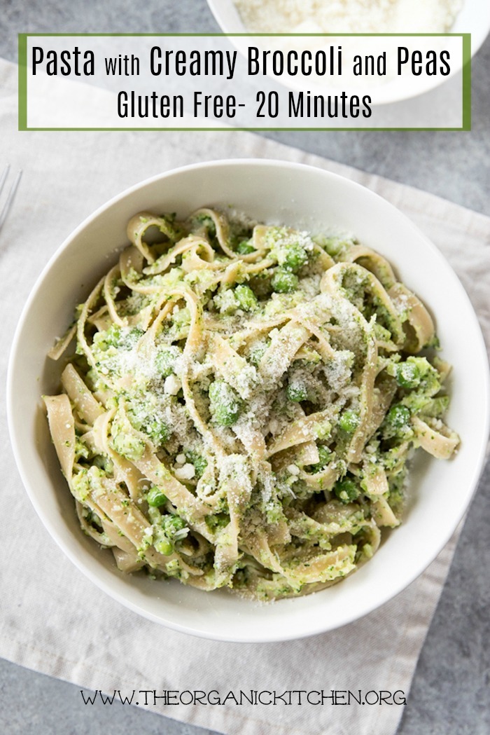 Pasta with Creamy Broccoli and Peas~ Gluten Free