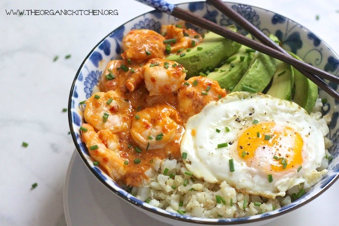 Spicy Shrimp and Cauliflower Rice Bowl (Paleo)