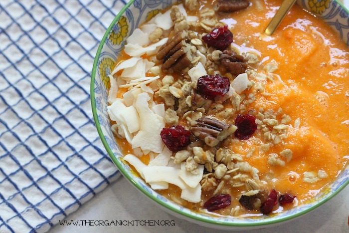 Gluten Free Tangerine Cranberry Pecan Smoothie Bowl The Organic Kitchen Blog And Tutorials