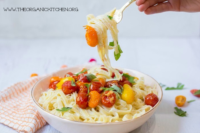 Pasta with Blistered Tomatoes and Ricotta- Gluten free version offered #pasta #blisteredtomatoes #ricotta #glutenfreepasta