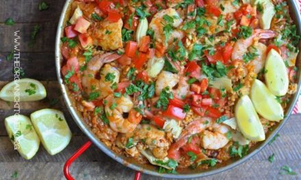 Paella Valenciana with Chicken, Chorizo and Shrimp!