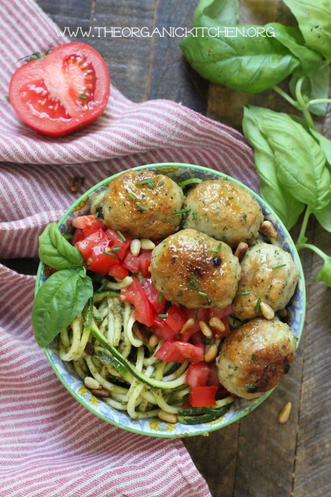 Italian Meatballs with Pesto Zucchini Noodles! (Paleo-Whole30-Keto) #paleo #whole30 #keto #meatballs #zoodles