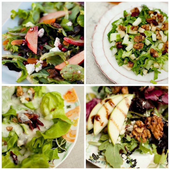A collage of salads for the holiday table