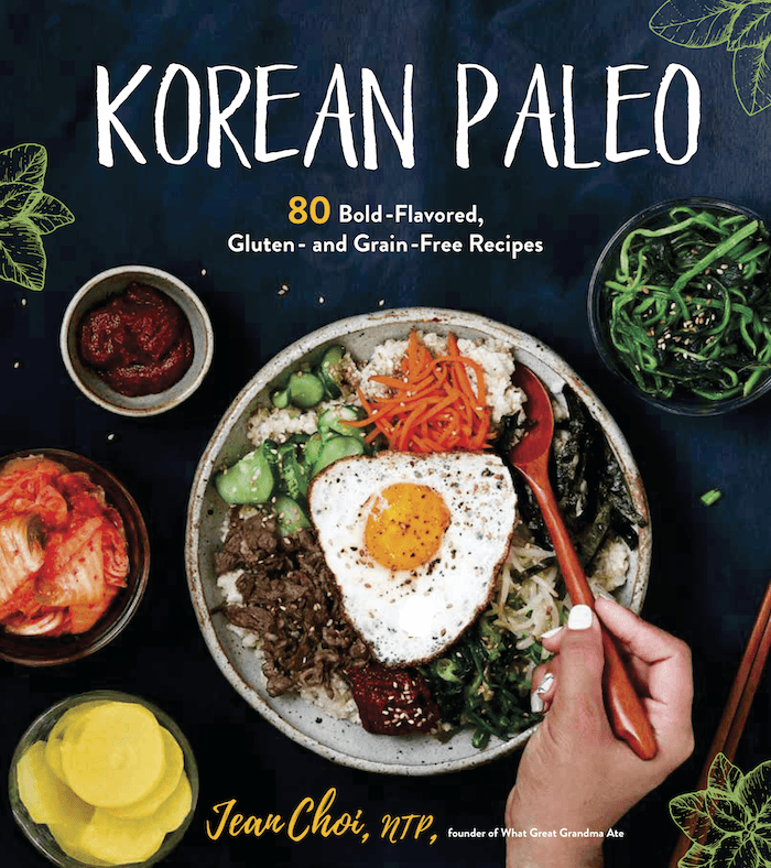 The cover of the book Korean Paleo featuring a photo of Paleo/Whole40 Korean BBQ Beef (Bulgogi) 