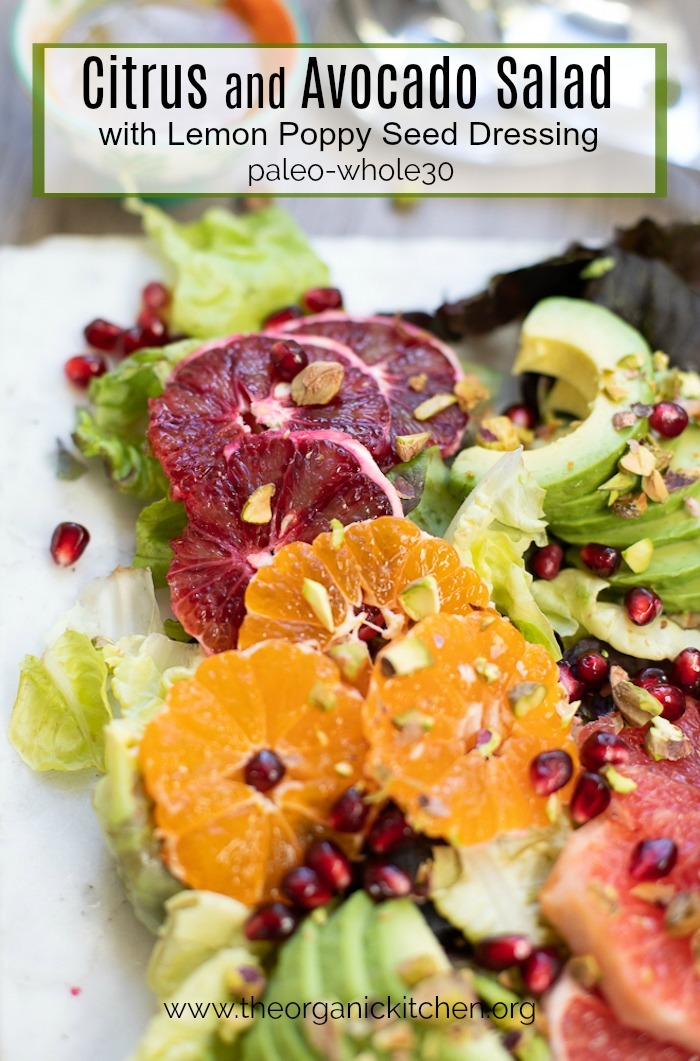 Citrus and Avocado Salad with lemon Poppy Seed Dressing #citrussalad #paleo #whole30 #lemonpoppyseed