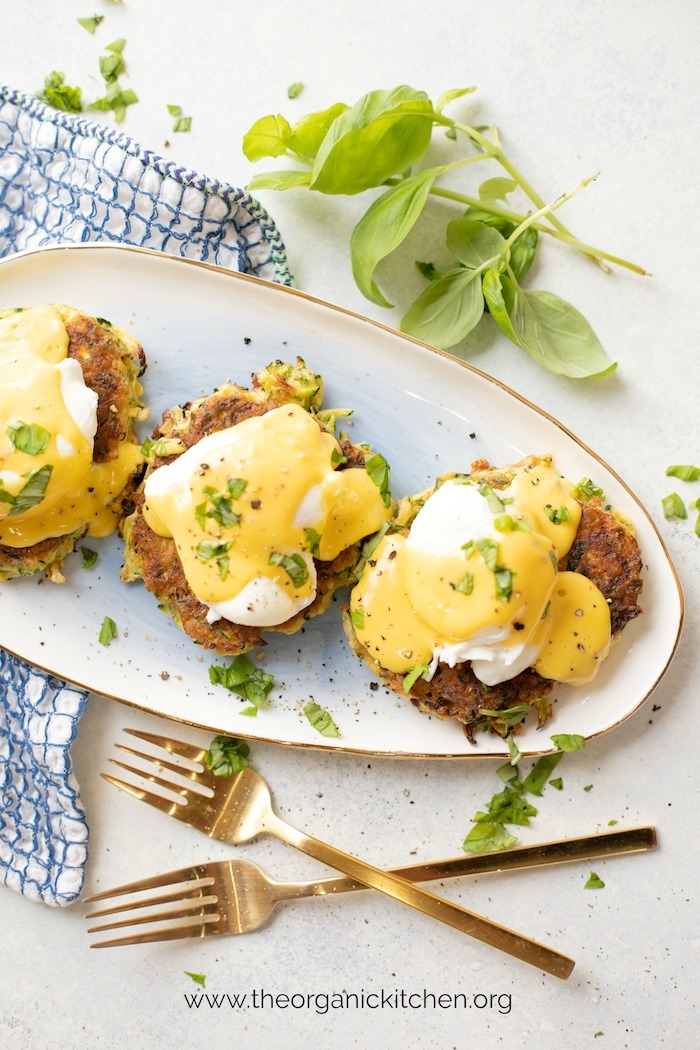 Farmhouse Eggs Benedict on Zucchini Fritters! (Paleo-Whole30 option)