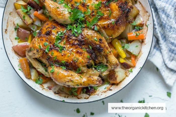 Roasted Citrus Herb Game Hens with Vegetables