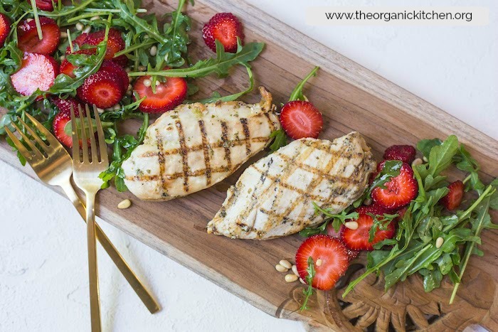 Grilled Chicken with Strawberry and Arugula Salad!