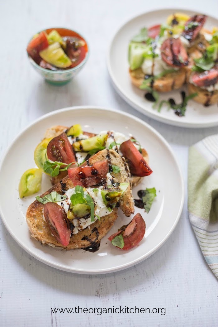 Heirloom Tomato Burrata Toast with Poached Eggs