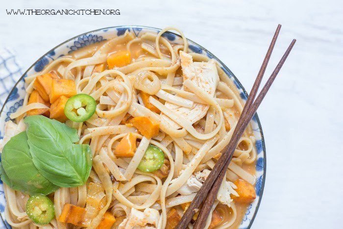 Chicken and Sweet Potato Asian Noodle Soup- Gluten free