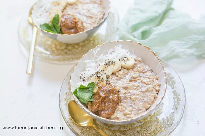 Maple, Almond Butter and Banana Overnight Oats