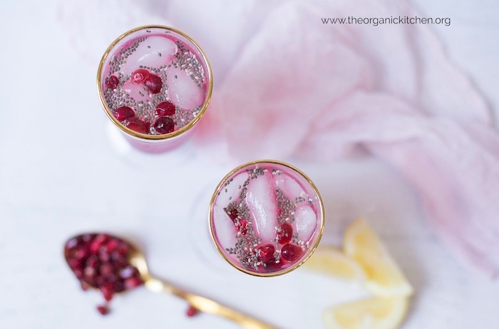 Low Carb Lemon Pomegranate Spritzer with Chia