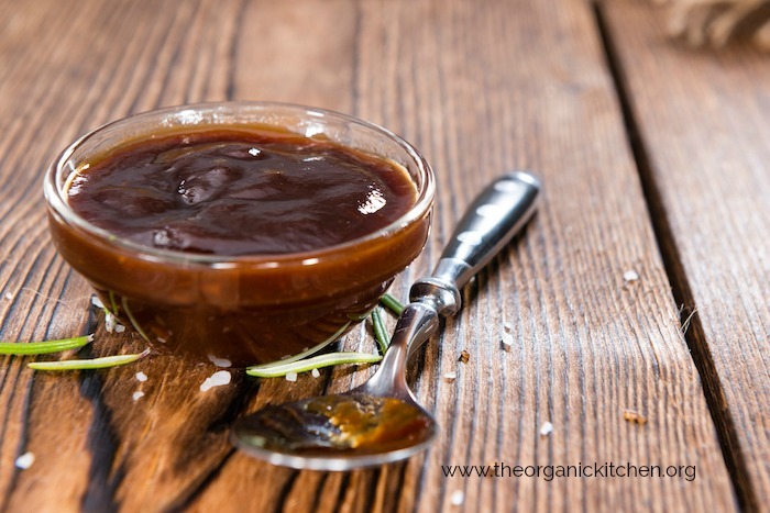 A bowl of BBQ sauce to be used in making "BBQ" Baby Back Ribs (Instant Pot) 