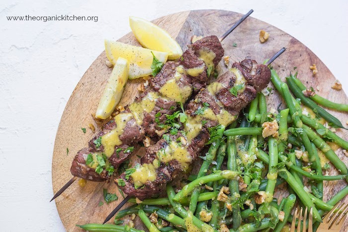 Steak Kabobs with Dijon Green Beans