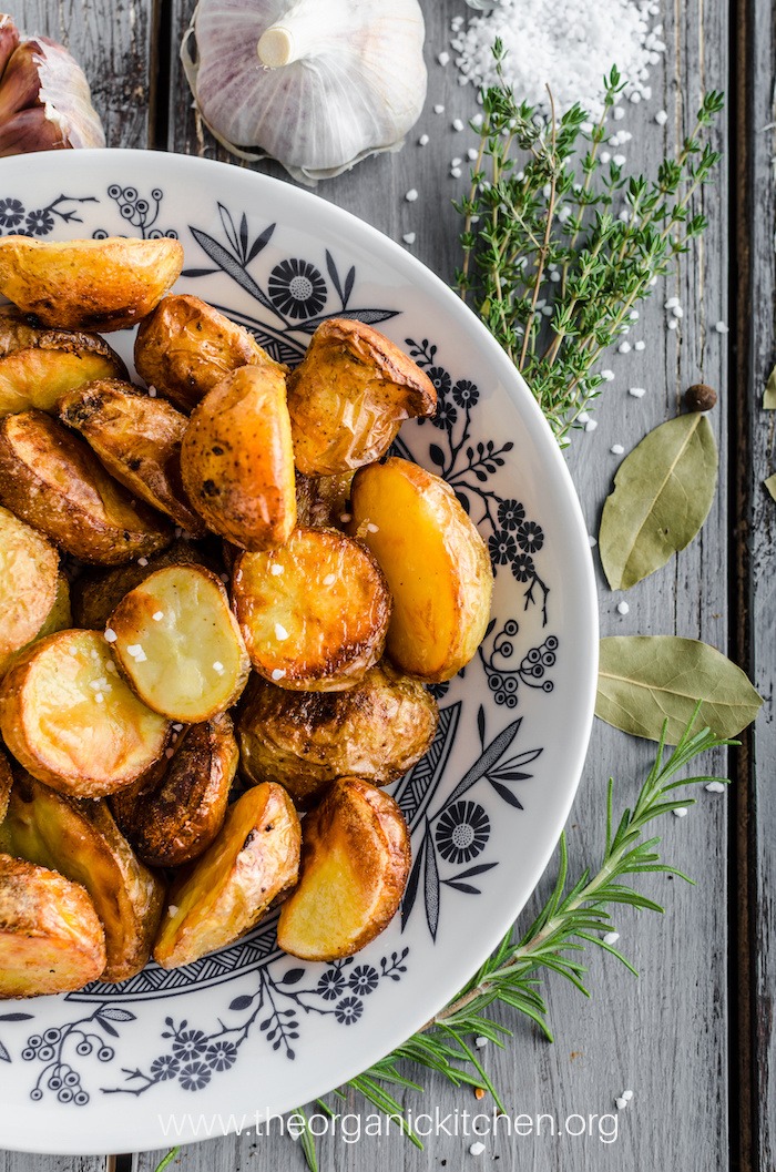 A bowl full of Whole30 Roasted Potatoes (with Rosemary Garlic Option)