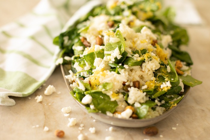Mediterranean Rice with Baby Spinach and Feta