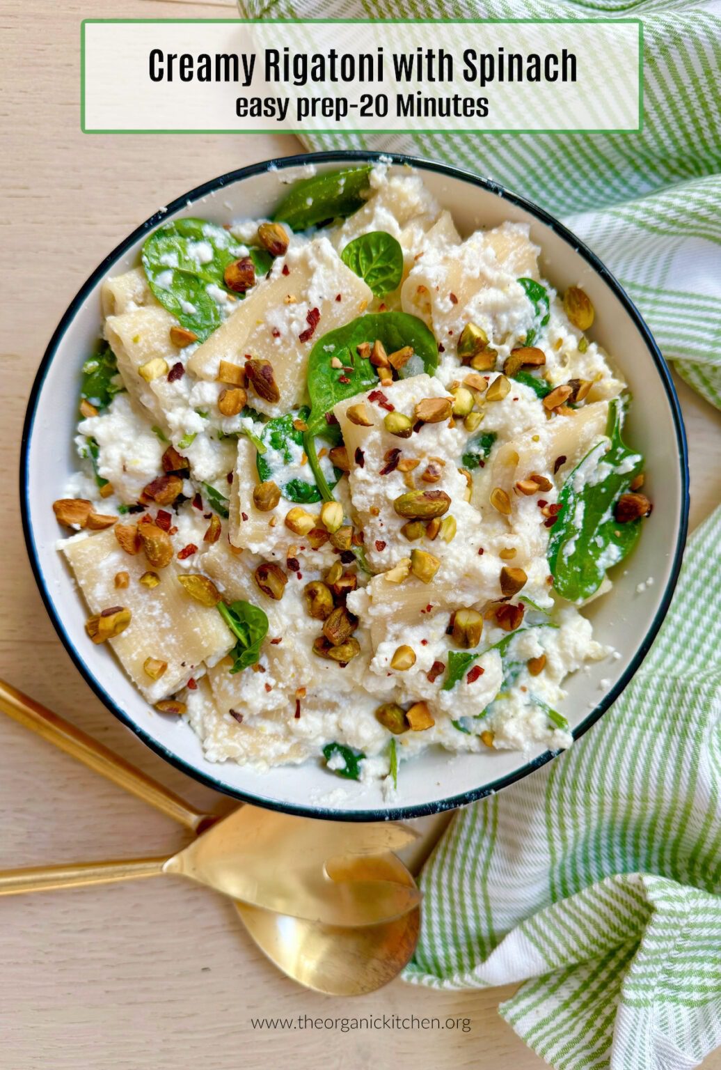 Creamy Lemon Rigatoni with Spinach