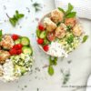 Chicken Meatballs with Avocado and Feta Salad