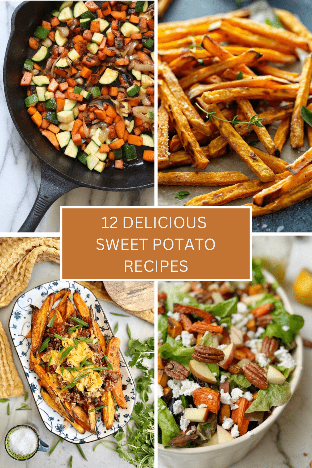 A collage of four sweet potato recipes