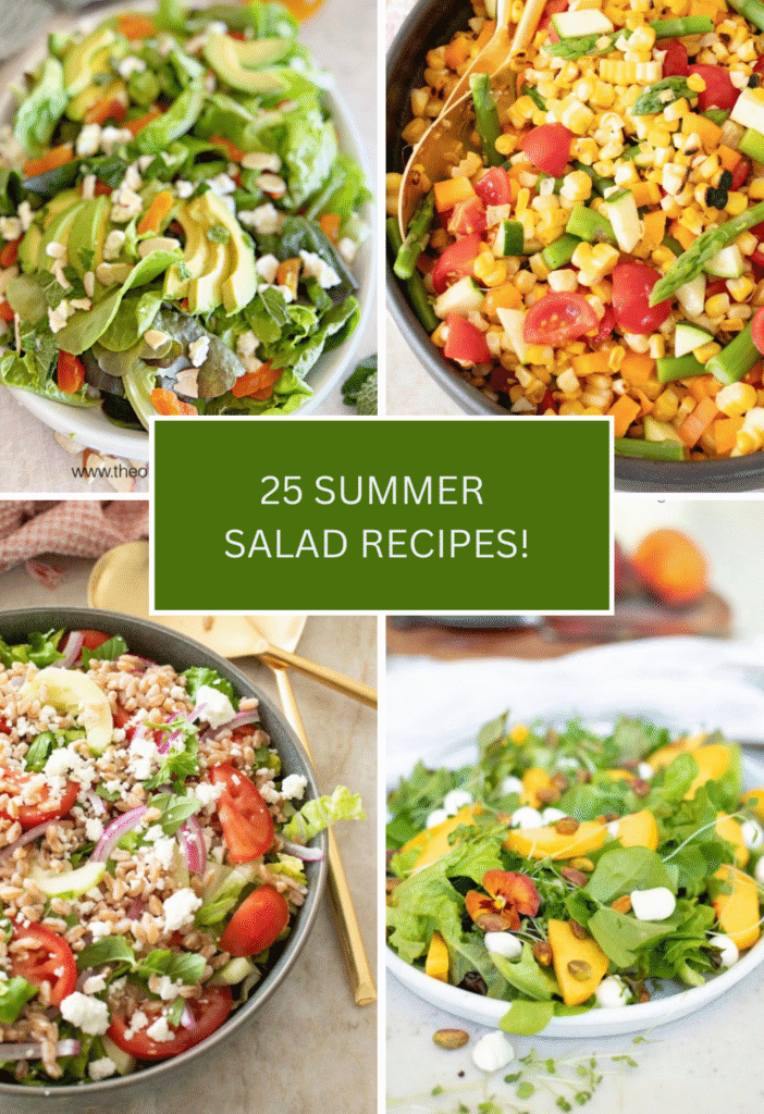 A collage of four summer salads