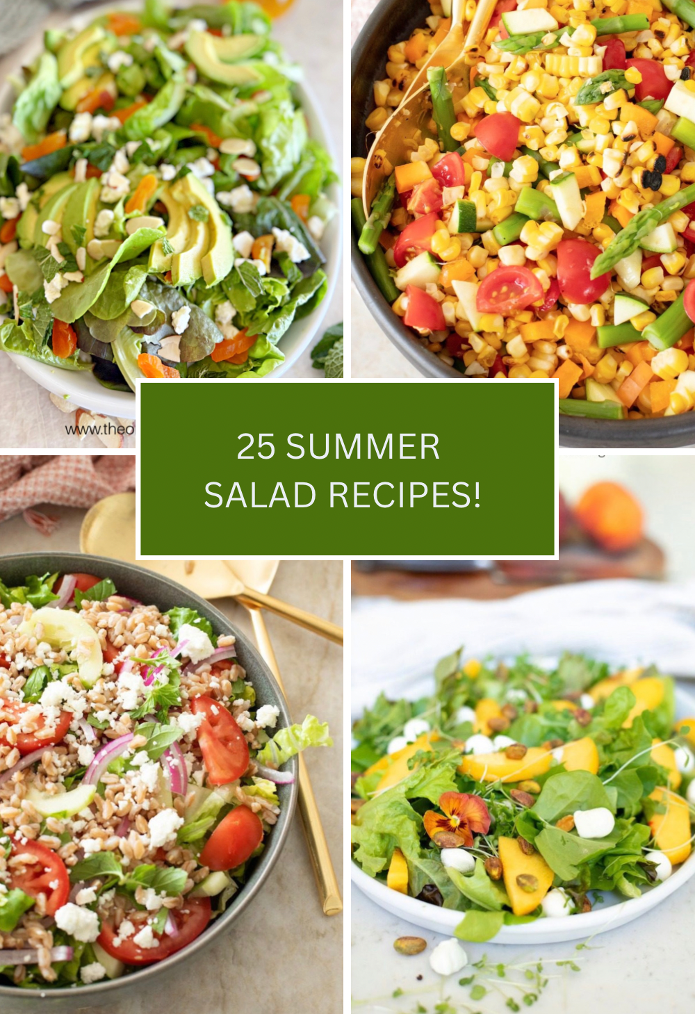 25 Summer Salad Recipes A collage of four salad recipes as part of the collection: 25 Summer Salad Recipes